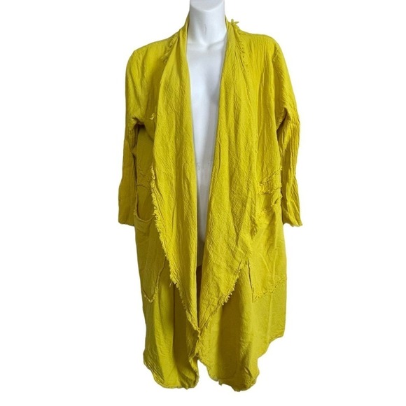 Oh My Gauze! Yellow Open Front Tahoe Jacket Coat Duster Size 52‎ Large - Picture 1 of 8